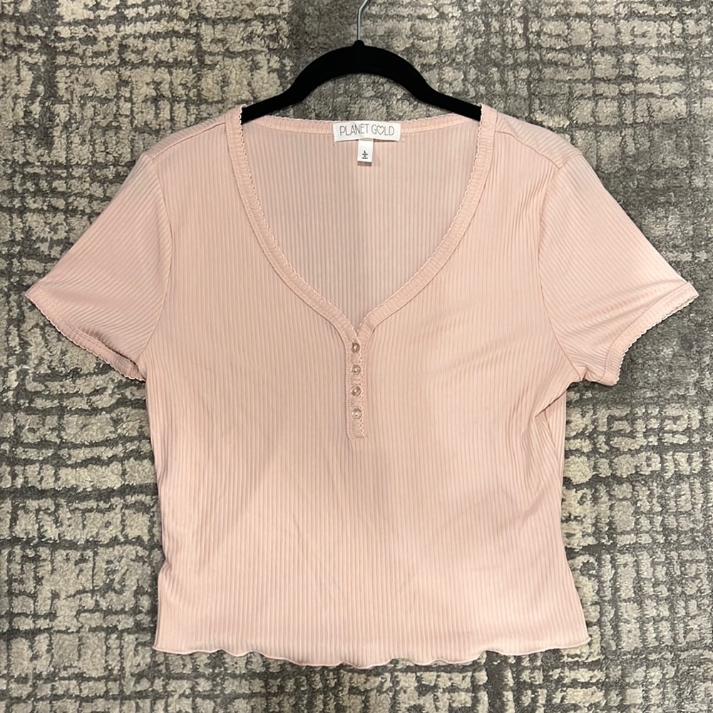 Planet Gold, Baby Pink Top, Large